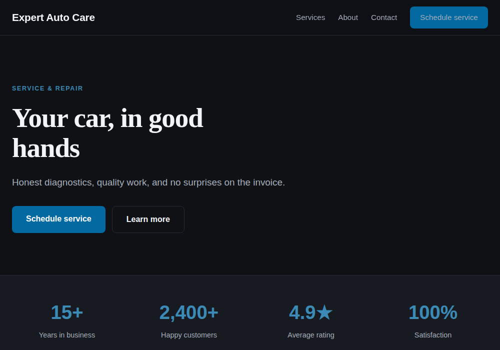 Automotive website template built by Troy