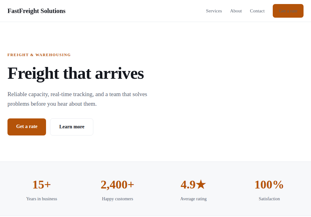 Logistics & Transport website template built by Troy