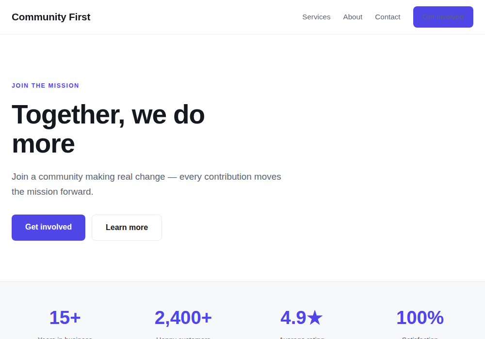 Nonprofit website template built by Troy