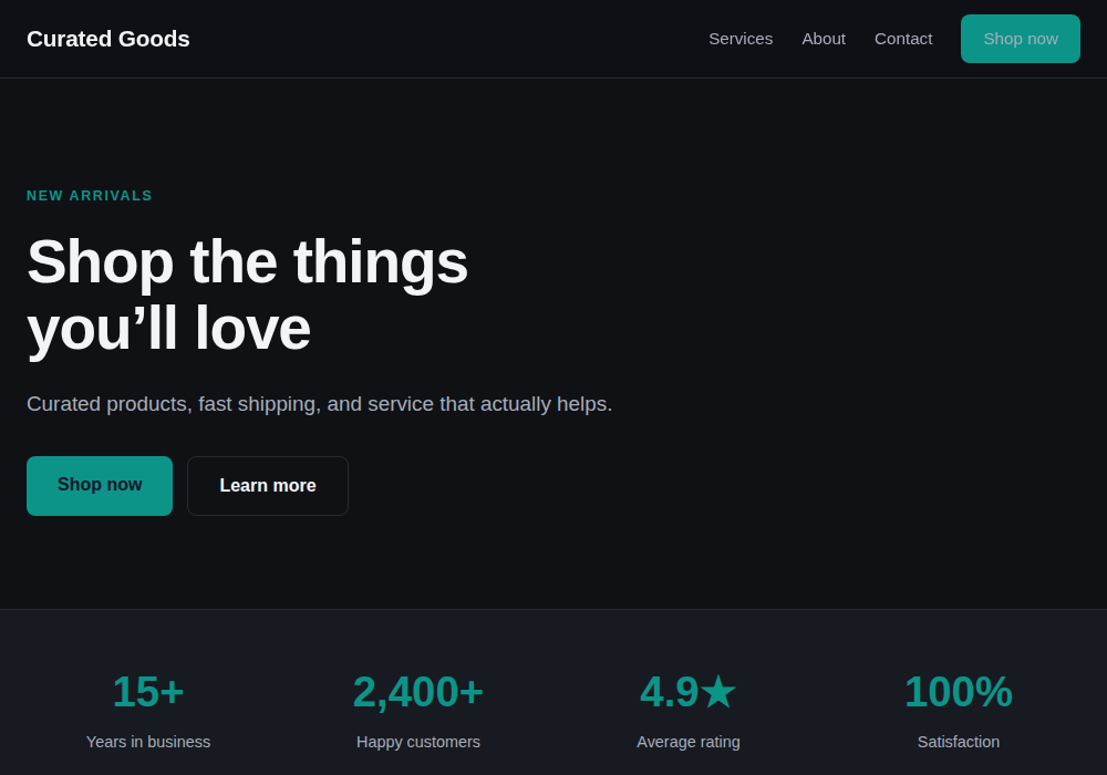 Retail & E-commerce website template built by Troy