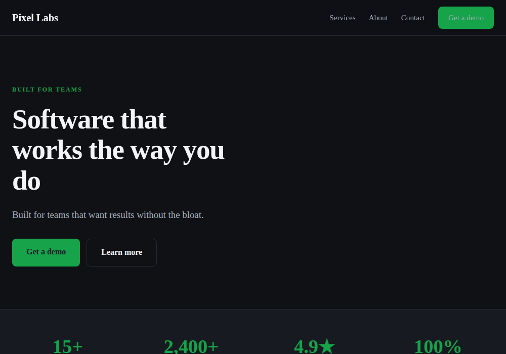 Technology website template built by Troy