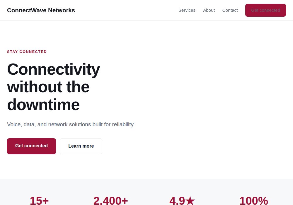 Telecom website template built by Troy