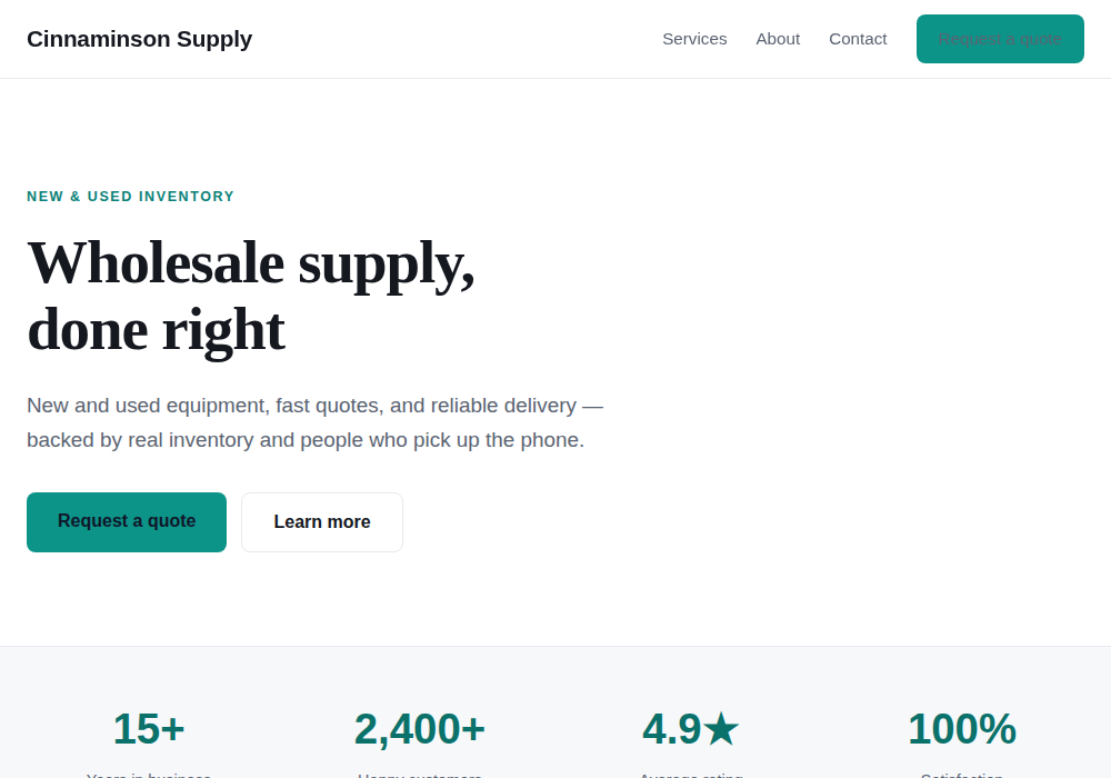 Wholesale Distribution website template built by Troy